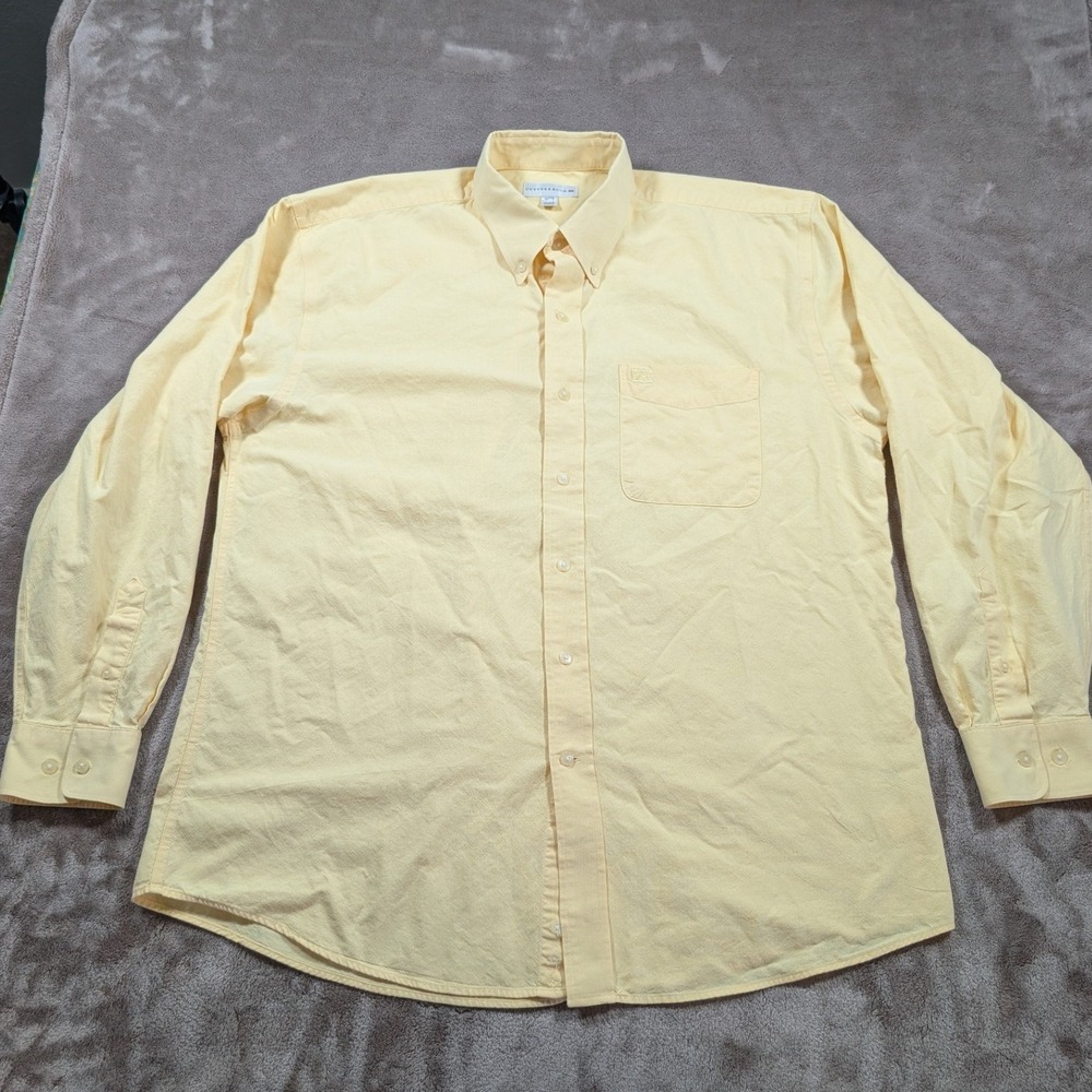 Cutter & Buck Button Down Shirt Mens XL Yellow Long Sleeve Oxford Cotton Shirt
